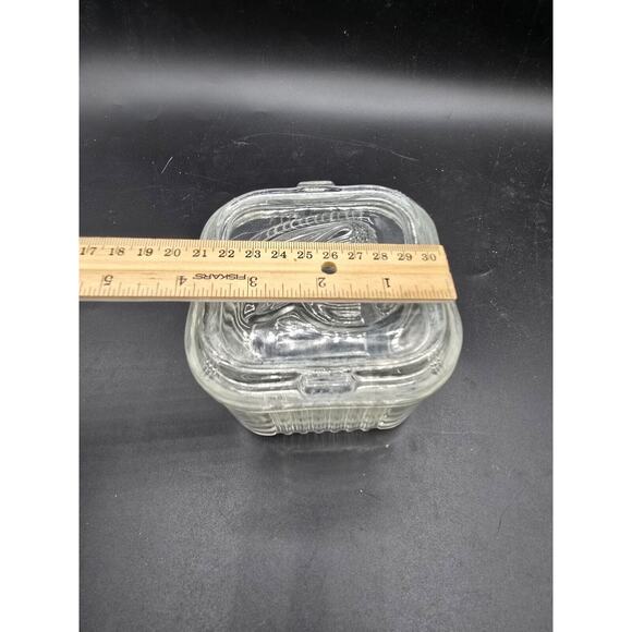 Vintage Federal Glass Refrigerator Dish Vegetable Pattern Small 4”x4” 8 Oz - Picture 4 of 7